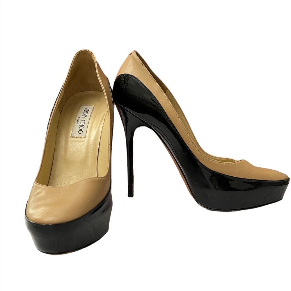 Jimmy Choo Black and Tan Pumps